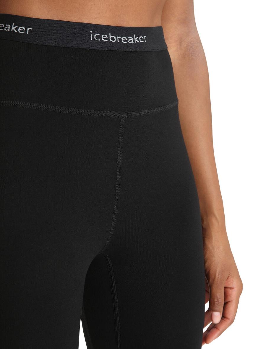 Black Icebreaker 15.5 Merino Thermal Leggings Women's Base Layers | AU 1871CTVE